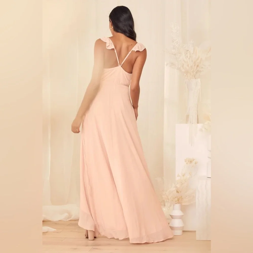 Lulus Here's to Us Blush Pink High-Low Wrap Dress Size Large - Picture 2 of 10